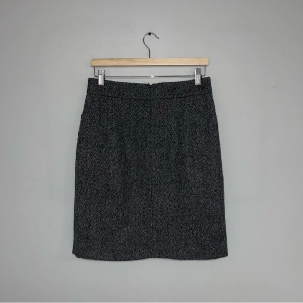 Boden Skirt Women’s Size 6 US Long Grey Black Chevron Wool British Tweed by Moon